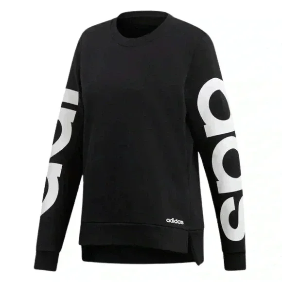 ADIDAS Essential Crewneck Sweatshirt - Black with white logo - Size Med (12/14) - Picture 2 of 13